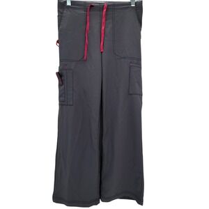 Carhartt Liberty Scrub Pants Women Petite S Gray Red Drawstring Cargo C52110P